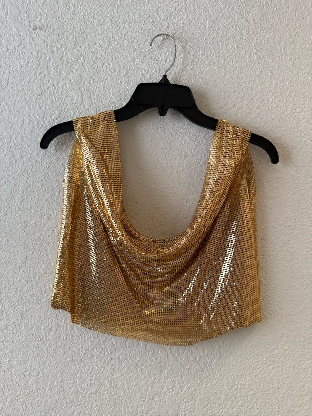 Gold Sequin Cowl Neck Camisole Top